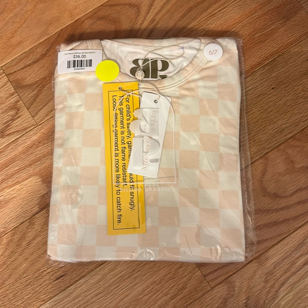Brixton phoenix (everyday leisure) bamboo two piece pajama pink checker size 6-7
